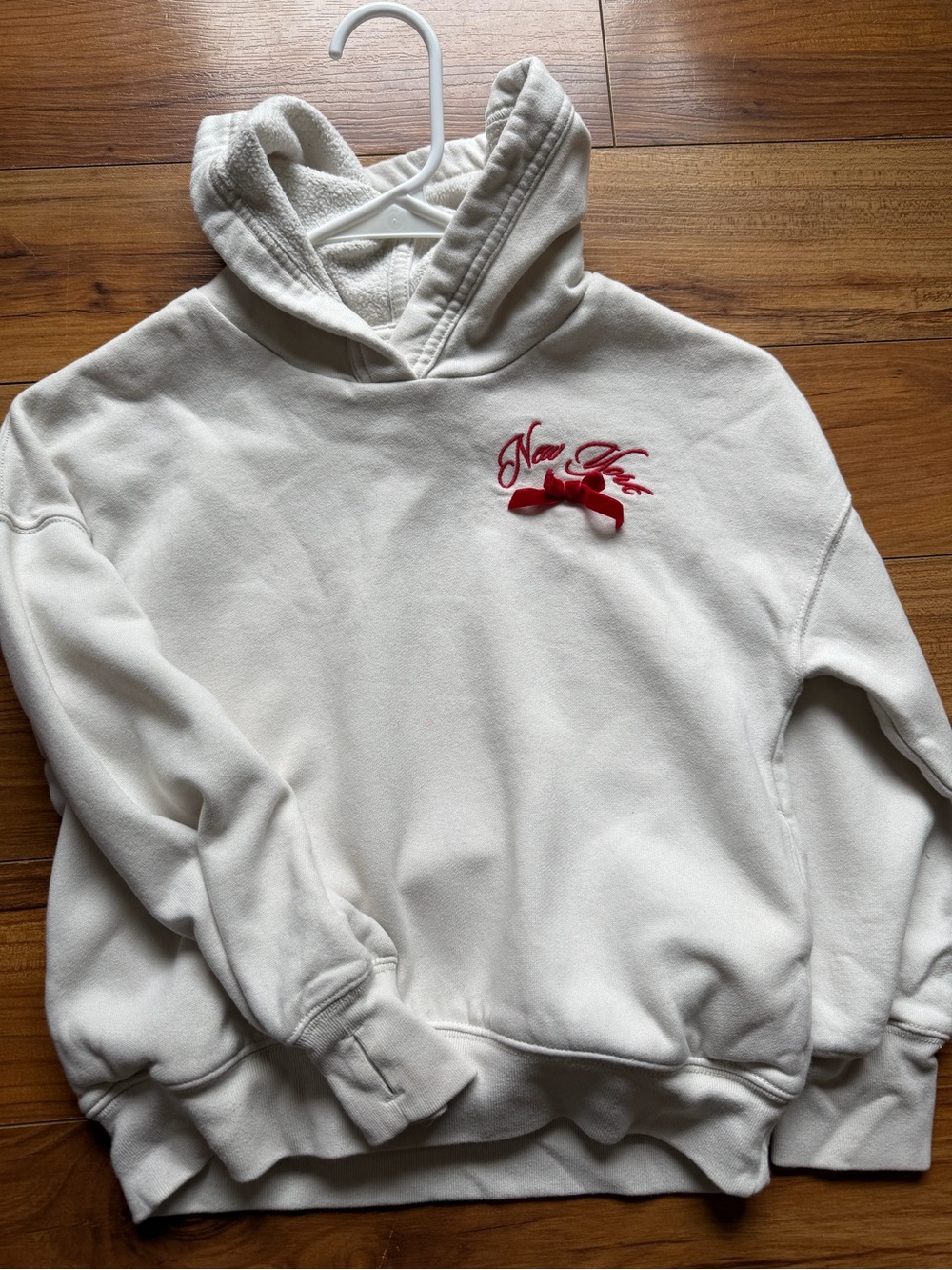 Abercrombie Kids 7/8 Cream 'Ballet Club 1892' Hooded Sweater with red lettering